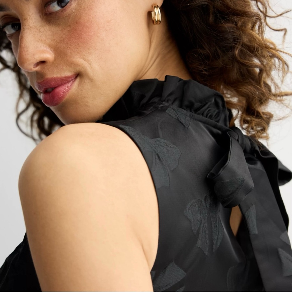 NEW Draper James Black Bow Jacquard Dress - Picture 3 of 16